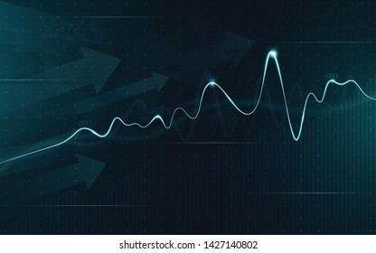 Candle stick graph chart of stock market investment trading, Bullish point, Bearish point. Candlestick stock exchange background vector. abstract financial chart with uptrend line graph and numbers.