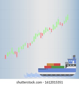 candle stick graph chart of stock market investment trading. Trend of graph.cargo ship stock graph Vector illustration 
