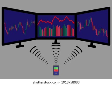 Graph-Diagramm mit Kerzenstock-Stock-Anlagen-Handel, Bullish Punkt, Bearish-Punkt. Handel per Smartphone.