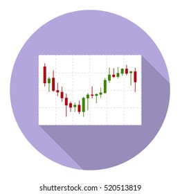 Candle stick graph, trading chart vector icon.