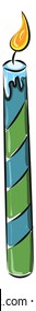 A candle is a stick of hard wax with an embedded wick which is lit to produce light., vector, color drawing or illustration. 