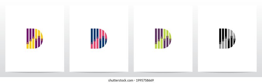 Candle Stick Pattern Forming Letter Logo Design D