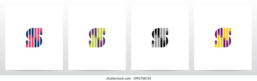 Patrón de palo de velas Formación de letra Diseño de logotipo S