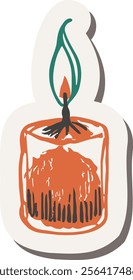 candle sticker in hand drawing sketch doodle style