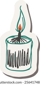 candle sticker in hand drawing sketch doodle style