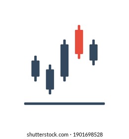 candle sticks trade chart, vector bicolor icon