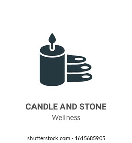 Candle and stone glyph icon vector on white background. Flat vector candle and stone icon symbol sign from modern wellness collection for mobile concept and web apps design.