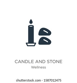 Candle and stone icon vector. Trendy flat candle and stone icon from wellness collection isolated on white background. Vector illustration can be used for web and mobile graphic design, logo, eps10