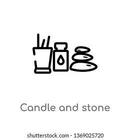 candle and stone vector line icon. Simple element illustration. candle and stone outline icon from wellness concept. Can be used for web and mobile
