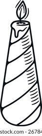 Kerze mit gestreiftem Doodle-Design