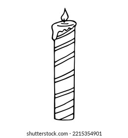 candle with stripes hand drawn in doodle style.  decor element