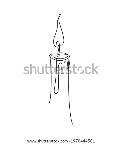a candle in the style of line art drawn by hand. Vector illustration.