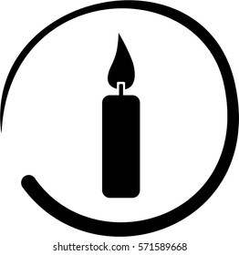 Candle symbol, black and white