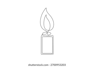 Candle symbol continuous line art minimalist outline vector isolated
