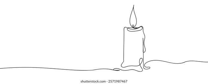 The candle that has been lit Line art vector illustration with transparent background.