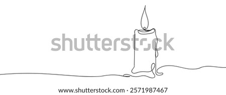 The candle that has been lit Line art vector illustration with transparent background.
