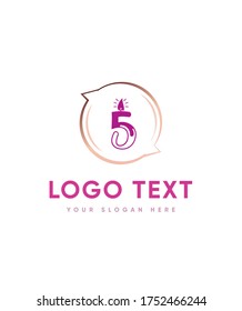 Candle themed number type 5 logo template, Vector logo for business and company identity 
