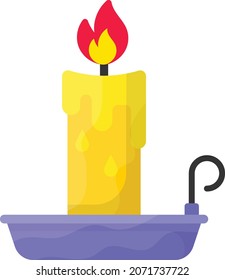 Candle in tray Concept, Thanksgiving Day decor Vector Icon Design, Harvest festival Symbol, Secular holiday Sign, Religious and cultural traditions Stock Illustration