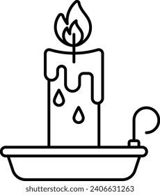 Candle in tray Concept, Thanksgiving Day decor Vector line icon Design, Harvest festival Symbol, Secular holiday Sign, Religious and cultural traditions Stock Illustration