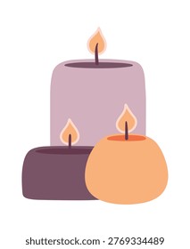Candle Trio Burning For Spa Ambience
