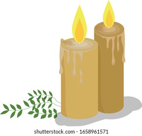 Vela, ramita. Ilustración vectorial para el diseño de postales, banners y carteles.