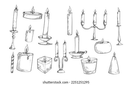 candle type handdrawn collection engraving svg