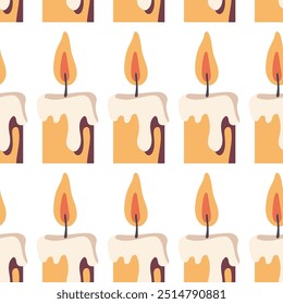 Candle vector cartoon seamless pattern background.