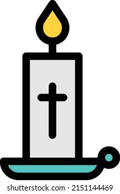 candle vector color line icon