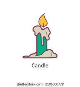 Candle Vektorgrafik gefüllt Umriss Icon Design Illustration. Halloween-Symbol auf weißem Hintergrund EPS10-Datei