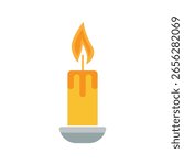 candle vector flat icon. vector burning candle on white background. Candle for birthday, memorial. Isometric design. Cartoon vector illustration.