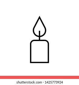 Candle vector icon, cake symbol. Simple, flat design for web or mobile app