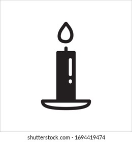 Icono vectorial de la vela. Diseño de letreros planos de velas. Vela con pictograma con símbolo de llama. 