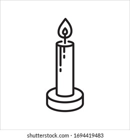 Icono vectorial de la vela. Diseño de letreros planos de velas. Vela con pictograma con símbolo de llama. 
