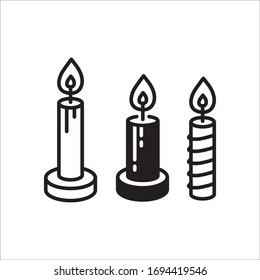 Candle vector icon. Candle flat sign design. Candle with flame symbol pictogram. 