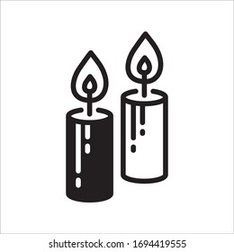 Candle vector icon. Candle flat sign design. Candle with flame symbol pictogram. 