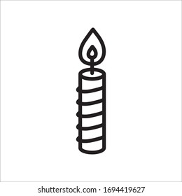 Icono vectorial de la vela. Diseño de letreros planos de velas. Vela con pictograma con símbolo de llama. 