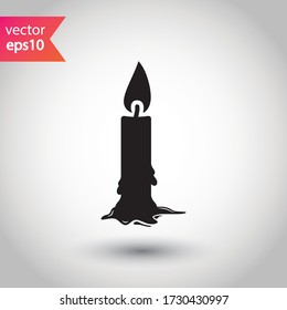 Candle vector icon. Candle flat sign design. Candle with flame symbol pictogram. 