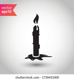 Candle vector icon. Candle flat sign design. Candle with flame symbol pictogram. 