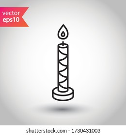 Candle vector icon. Candle flat sign design. Candle with flame symbol pictogram. 