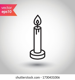 Candle vector icon. Candle flat sign design. Candle with flame symbol pictogram. 