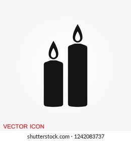Candle vector icon. Light concept. Can be used for topics like celebration, holiday, decoration. Candles icons