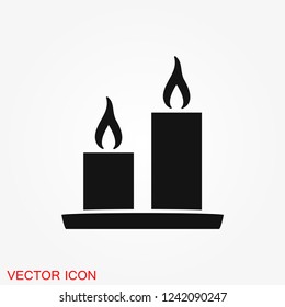 Candle vector icon. Light concept. Can be used for topics like celebration, holiday, decoration. Candles icons