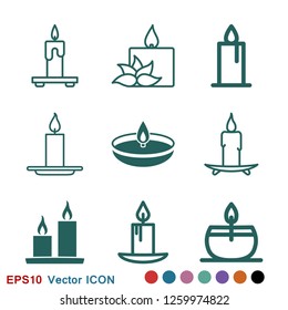 Candle vector icon. Light concept. Can be used for topics like celebration, holiday, decoration. Candles icons