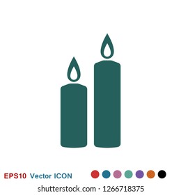 Candle vector icon. Light concept. Can be used for topics like celebration, holiday, decoration. Candles icons