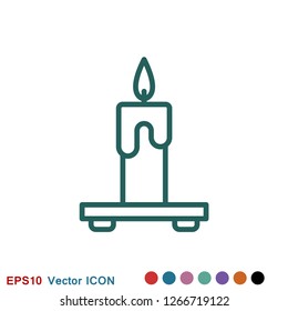 Candle vector icon. Light concept. Can be used for topics like celebration, holiday, decoration. Candles icons