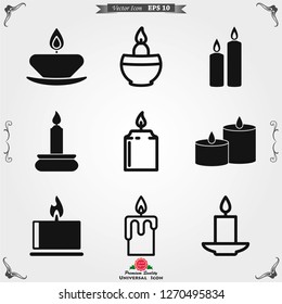 Candle vector icon. Light concept. Can be used for topics like celebration, holiday, decoration. Candles icons