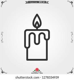 Candle vector icon. Light concept. Can be used for topics like celebration, holiday, decoration. Candles icons