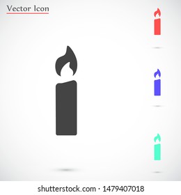 Candle vector icon. Candle for lighting icons. Candle for warmth icons. Candle to illuminate the room icons. 10 eps icon icon. Flat icon design.