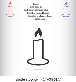 Candle vector icon. Candle for lighting icons. Candle for warmth icons. Candle to illuminate the room icons. 10 eps icon icon. Flat icon design.