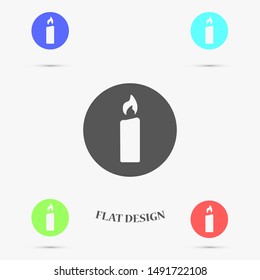 Candle vector icon. Candle for lighting icons. Candle for warmth icons. Candle to illuminate the room icons. 10 eps icon icon. Flat icon design.